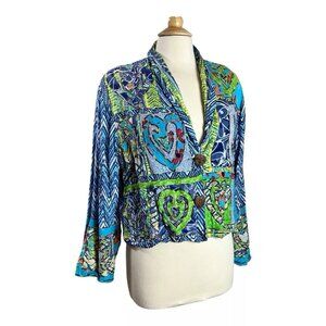 Sandy Starkman Jacket M Vintage Embroidered Patchwork Heart Cropped Wearable Art